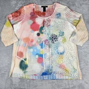 Ali Miles Womens Top Blouse Colorful Artsy Plus Size 1X